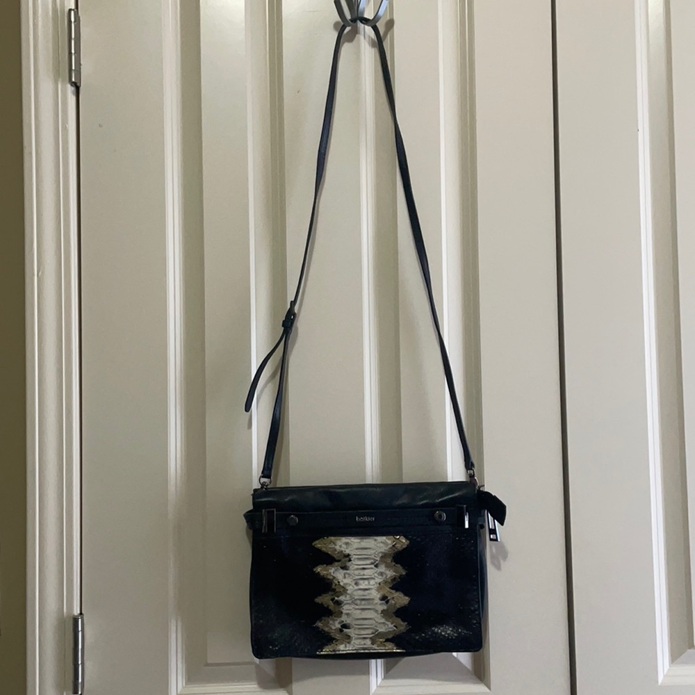 BOTKIER Faux Snakeprint Clutch with Crossbody Strap
